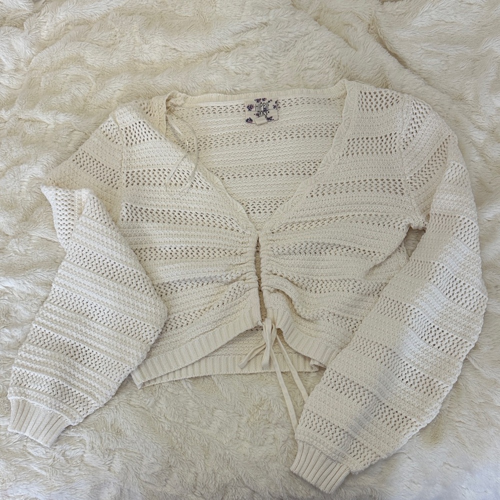 Hippie Rose Cream Knit Cardigan